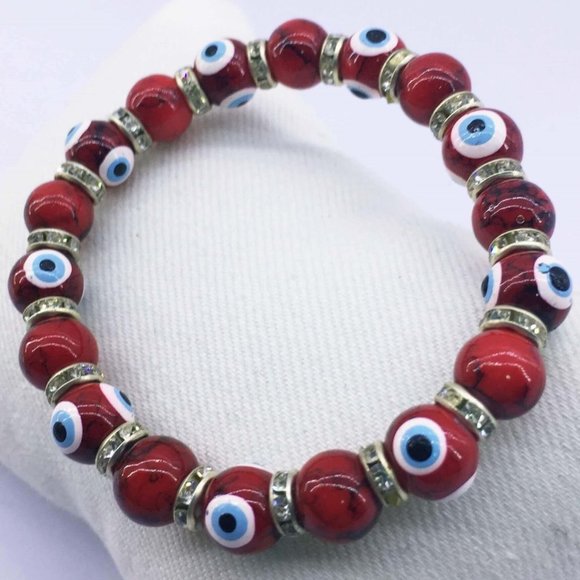 Red Charm Beads Evil Eye Beaded Hand Made NEW. - Picture 1 of 3